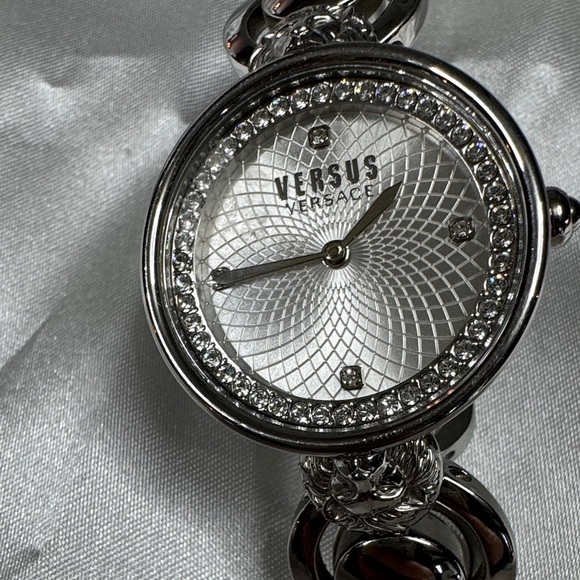 Versus Versace Victoria Harbor Silver Watch with Crystal Accents EUC